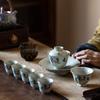 Handwritten Kung Fu Tea Set for Home Use, Luxury High-end Ceramic Gaiwan Tea Cup Small Set, Tea Brewing Pot Gift Box