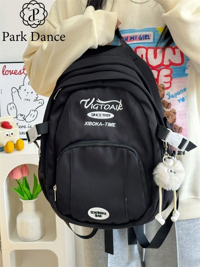 

Японский рюкзак для женщин Ins большой вместимости, студенческий рюкзак для девочки-подростка, повседневная дорожная сумка через плечо, Mochila Femenina 28x11x40cm чёрный