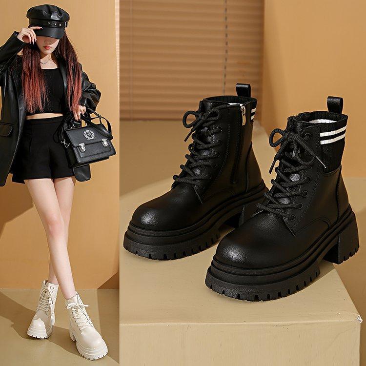 Large size Martin boots women's autumn and winter thick-soled white versatile British feet small explosive short boots Maillard early autumn boots