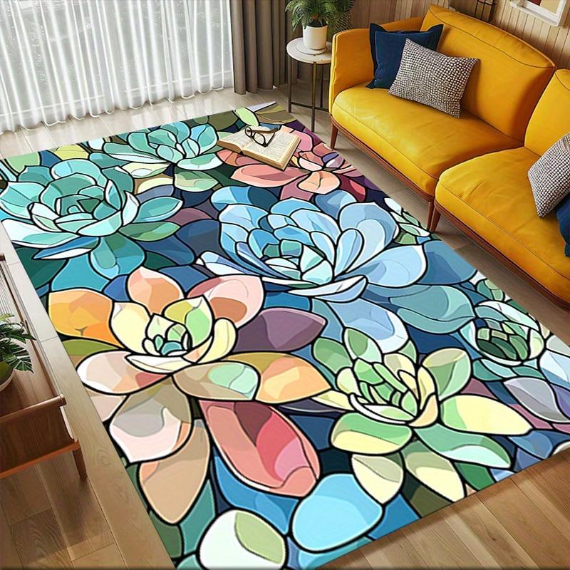 1pc Succulent Garden Themed Rug for Home Decor, Non-slip Office Carpet, Chair mat, Outdoor Mat, Christmas and Halloween gifts-0731122