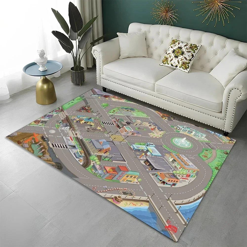 Детский ковер Игровой ковер Городская жизнь Учись Веселись Безопасный, Детский образовательный, Игровой коврик с системой дорожного движения для спальни Игровой комнаты 40x60CM