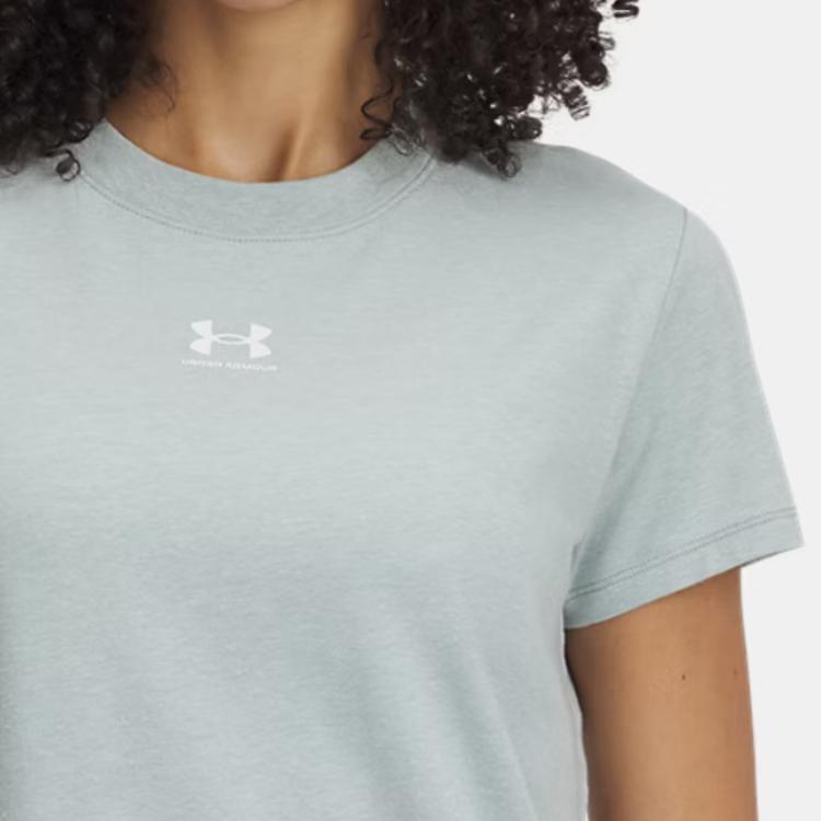 Under Armour Rival Core Comfortable Fashionable Solid Color Simple Short Sleeve Regular T-Shirt Women Tops Light-Green 1383648-349