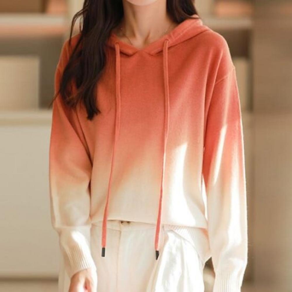 Navava Casual GradienT Long Sleeve Hooded KniT T shirT Nk2450