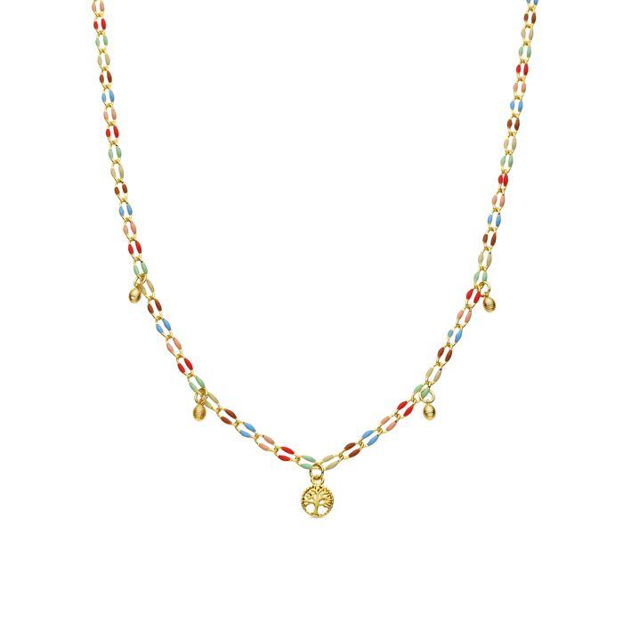 Collier - LUXENTER - Ximue - Argent 925 - Or jaune 18k - Laque multicolore