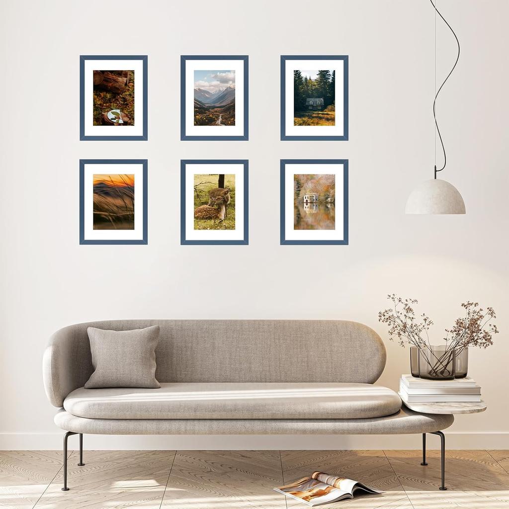 8x10 Picture Frame with 6x8 Mat, Display 6x8 with Mat or 8x10 Without Mat, Wood 8 by 10 Photo Frame, 8 x 10 Frame for Wall Hanging and Tabletop