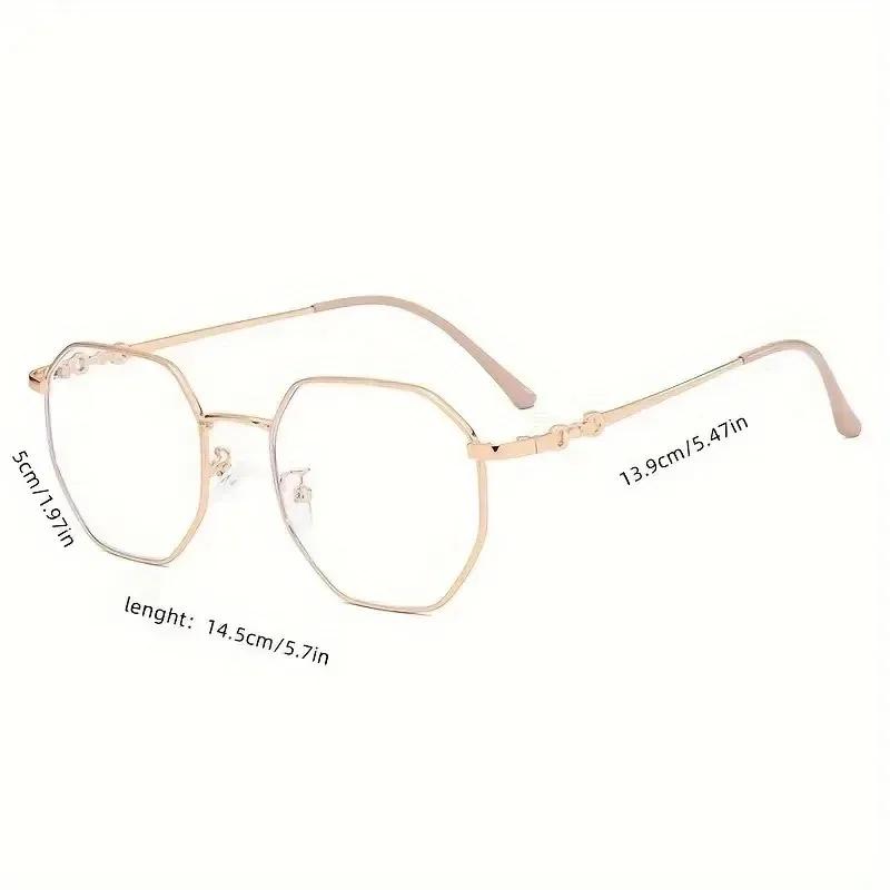 4PCS Ladies' Anti Blue Light Glasses Fashionable Eye Protection Color Changing Korean Version Octagonal Frame Design Metal Frame