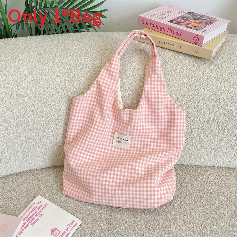 Casual Polyester Tartan Shoulder Bag With Inner Zipper Pocket For Daily Use