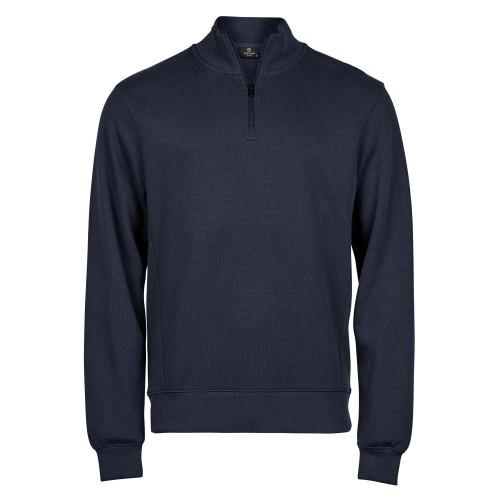 Tee Jays Mens Ribbed Interlock Half Zip Sweatshirt