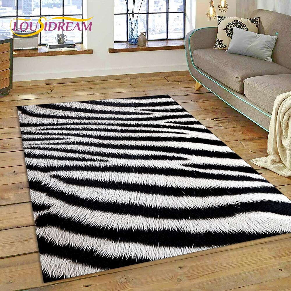 Colorful Zebra Stripe Leopard Tiger Print Pattern Rug Carpet for Living Room Bedroom Decor,Non-slip Decoration for Sofa Doormat