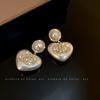 Diamantbesetzte künstliche Perle Doppelkreis Liebesohrringe Französische Retro-Steckohrringe Exquisite Ohrringe Damen