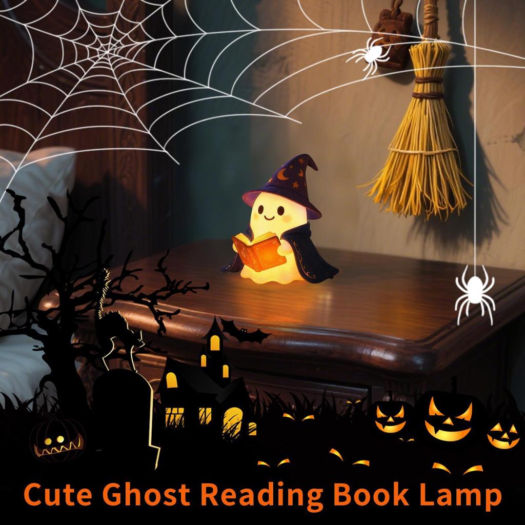 Ghost MagicWizard Night Reading Light Cute Halloween Ghost Night Light LED Lighting Decorations Scary Reading Book Lamp