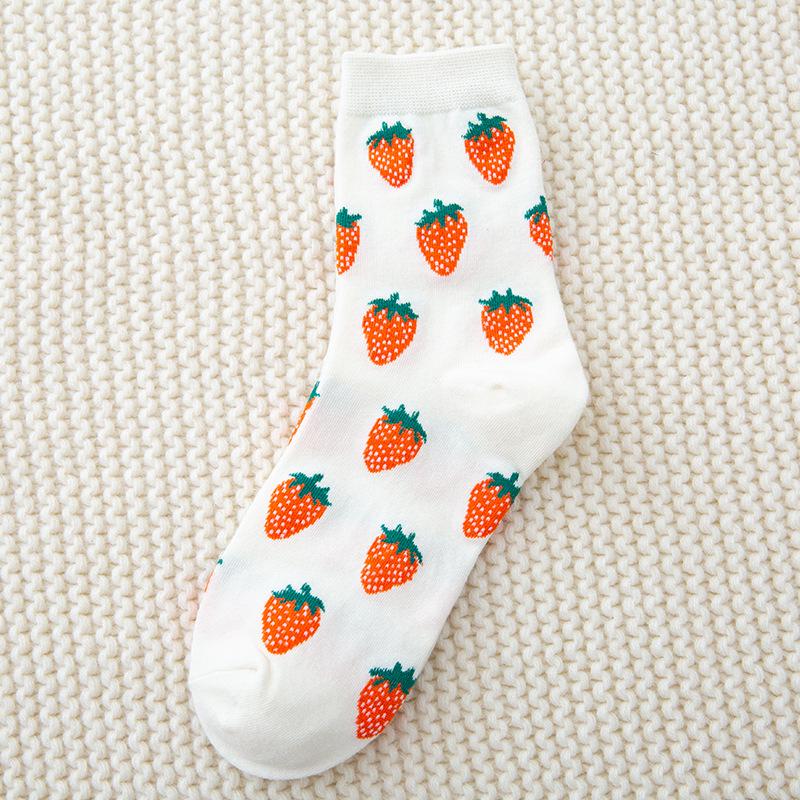 Korean & Japanese Style Women's Cute Cartoon Fruit Mid-Calf Socks for Autumn & Winter