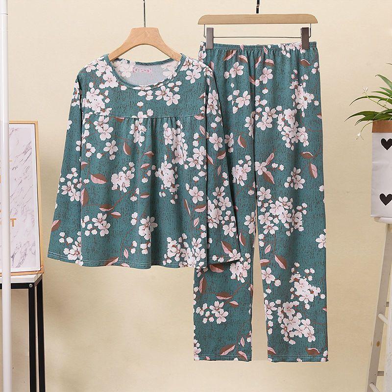 Женский комплект пижамы осень-зима корейская версия пожилой матери повседневная домашняя — фото 16