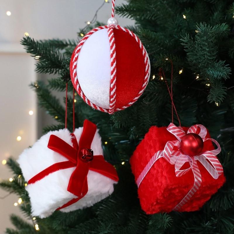 Decoraciones de Árbol de Navidad Terciopeladas Variadas Adornos Festivos Seguros Para Niños Mascotas Suministros de Manualidades Duraderos