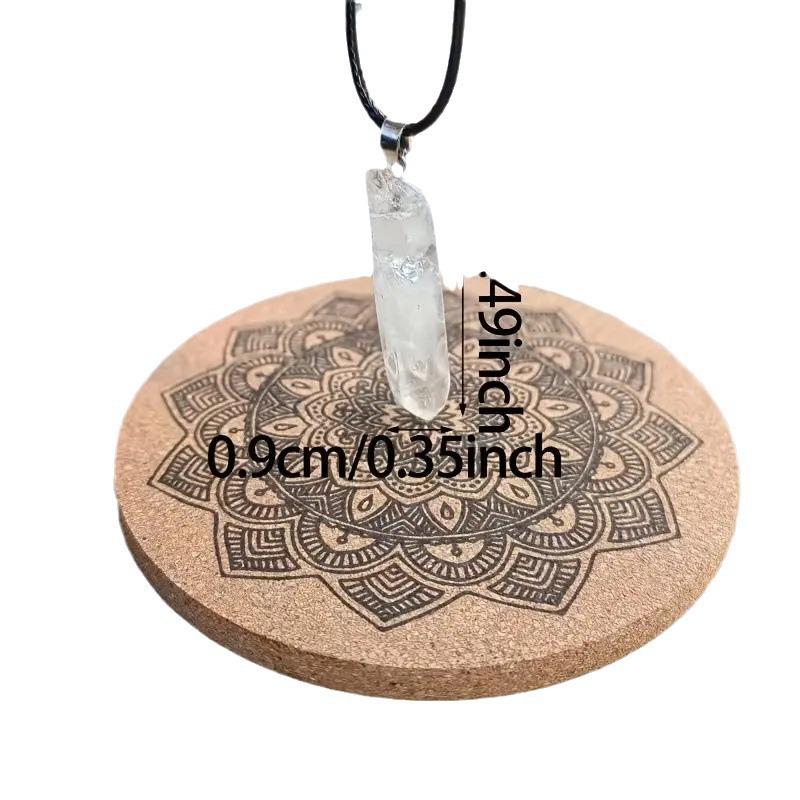 Natural White Irregular Crystal Hexagonal Prism Pendant Necklace
