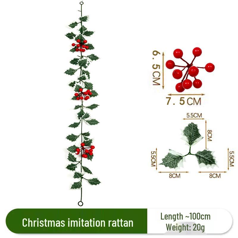 Artificial Red Berry Christmas Wreath & Greenery Ornaments for Home Decor