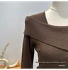 Versatile One-Shoulder Long-Sleeve Knit Top - Slimming Women's Fashion Shirt