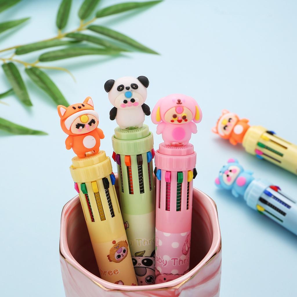 10Pcs Cartoon Doll Ten Color Ballpoint Pens with Smooth Writing Are Suitable for Office Work, Problem Solving, Signature Writing, Diary, Note Taking,