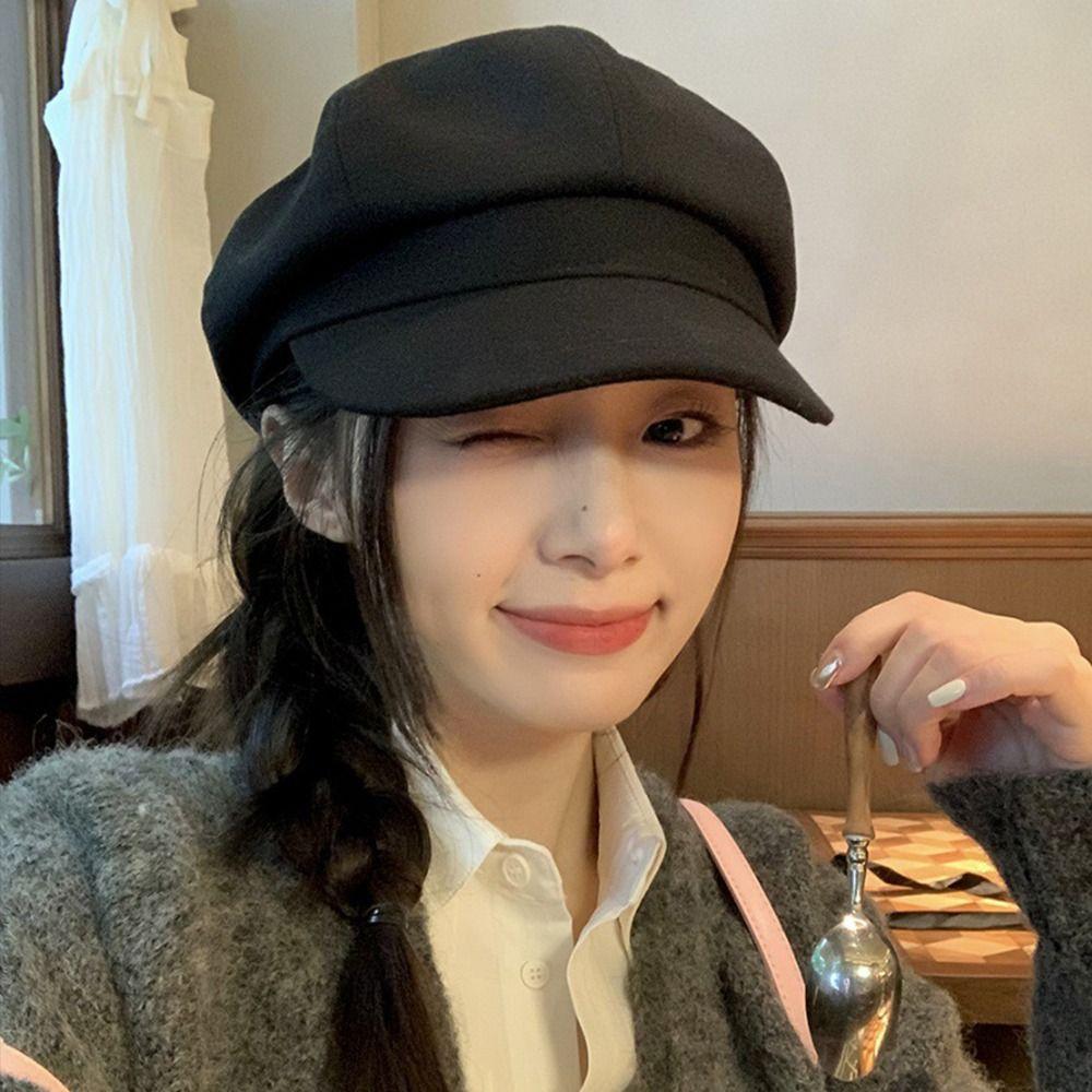 Korean Style Retro Berets Hat Octagonal Painter Cap Casual Vintage Newsboy Cap  Girls