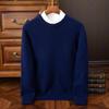 Men's Round Neck Pure Wool Pullover Sweater – Solid Color Knit Base Layer