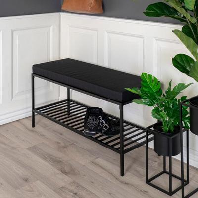 House Nordic Avery Bench with Shelf and Cushion Black 442750