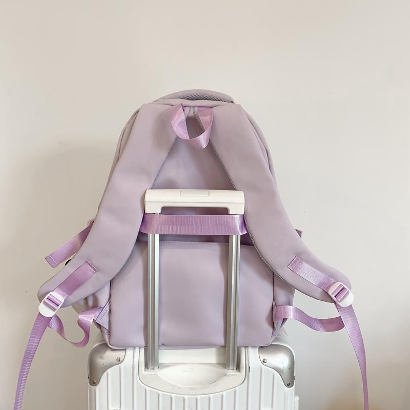 Student Schoolbag Color Block Women's Large Capacity Lightweight Backpack Middle School Student Backpack with Coin Purse