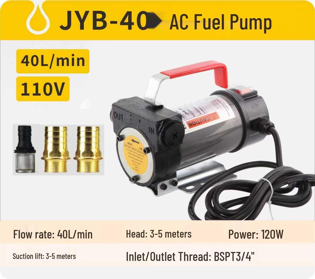 JYB40 Portable Self-Priming Diesel & Oil Transfer Pump, 220V/110V