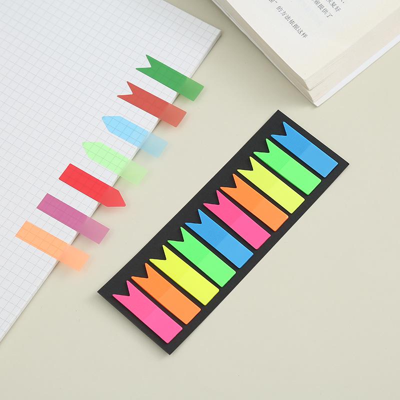 PET Semi-Transparent Sticky Notes: Fluorescent Multi-Color Arrow and Strip Label Tabs