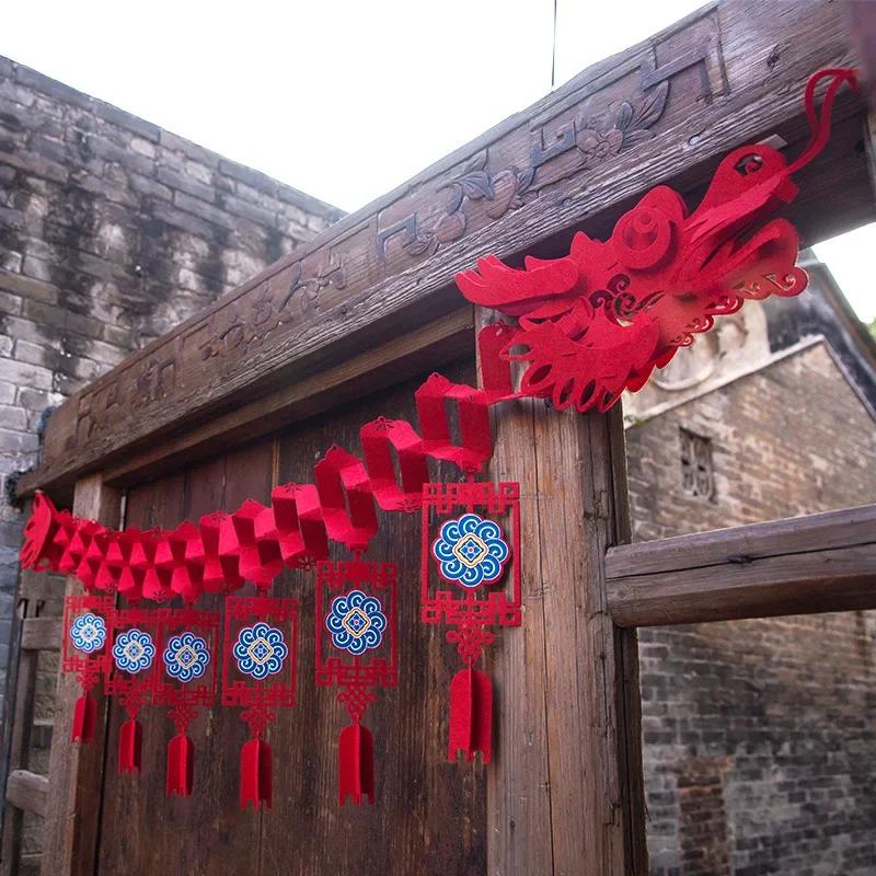 Chinese New Year Dragon Decorations Spring Festival with Paper Lanterns Decoration for Lunar Lantern Party Restaurant Supplies