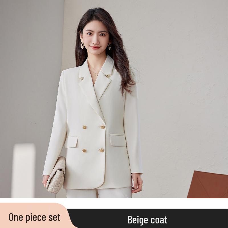 Women's High-End White Loose Silhouette Suit Set, 2025 Spring/Autumn Collection