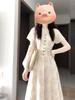 Women's French Retro Floral Square Neck Slimming Waist Long Dress - Summer 2025