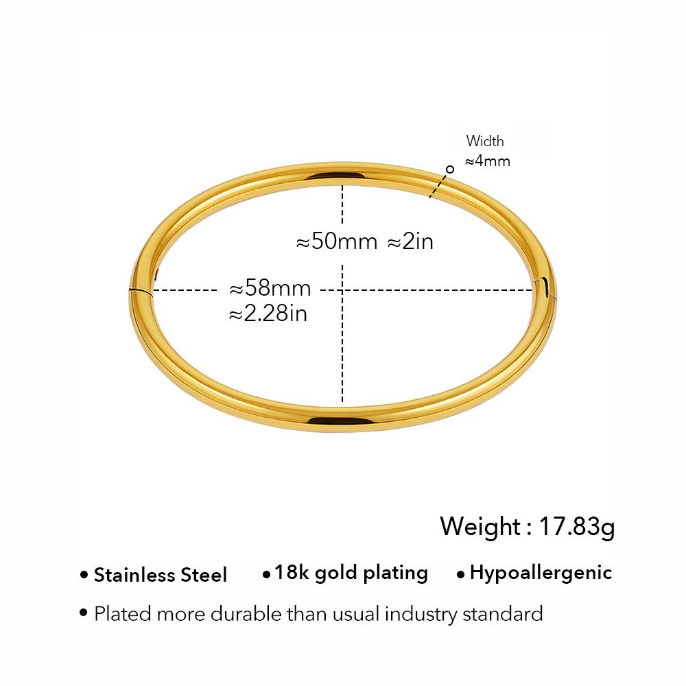 Fashion 18k Gold Plated Stainless Steel Waterproof Oval Minimalist Classic Bracelet for Woman Cuff Bangle B262680