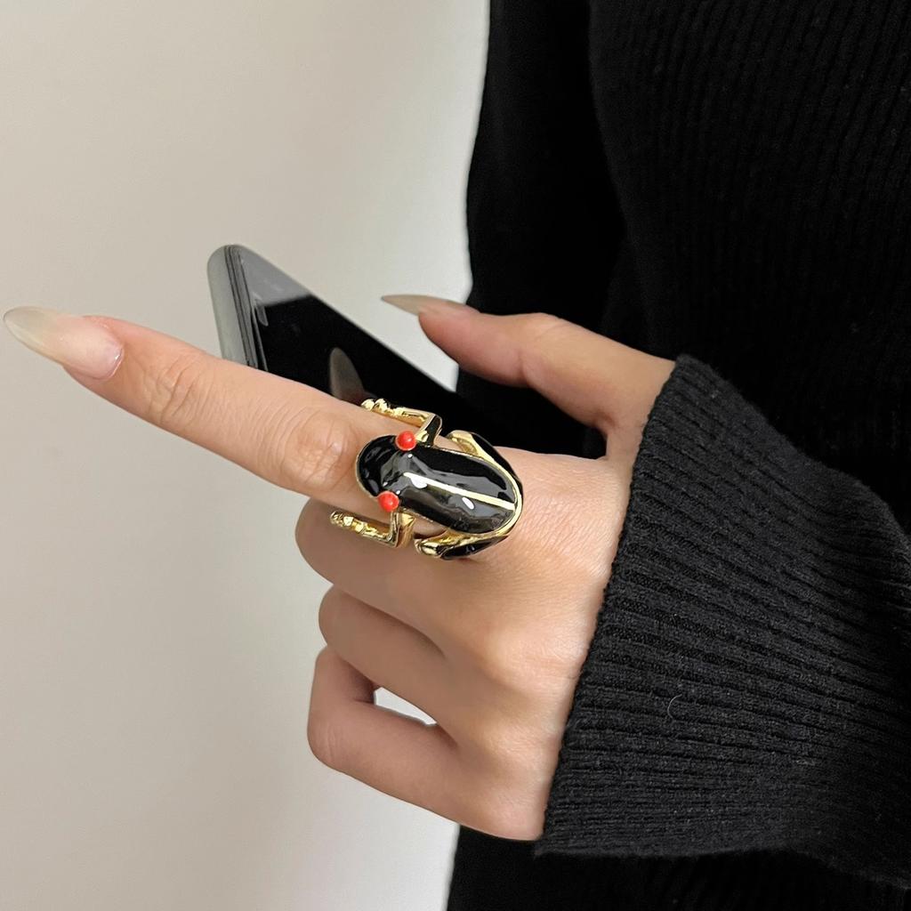 Neuer Baumfrosch Emaille Tropföl Grün Lustiger Frosch Ring Blauer Frosch Ring Verstellbarer Öffnungsring für Damen Herren Party Geschenk Schmuck