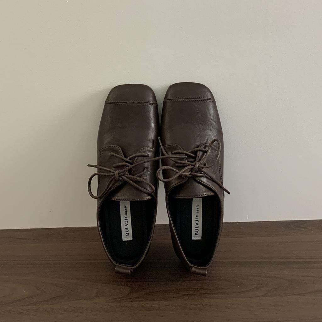 Fashion Bailamos Brand Women Flats Soft Slip On Loafers Shoes Casual Oxford Shoes Female Flats Lace Up Ladies Square Toe Flat Heel Sanda