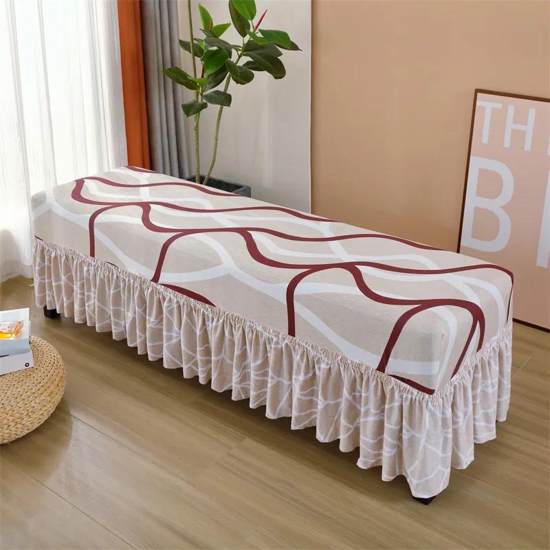 Чехол для обеденной скамьи моющийся защитный чехол для сиденья с геометрическим узором съемный чехол для скамьи с защитой от пыли для кухни 120-150cm 2369₽