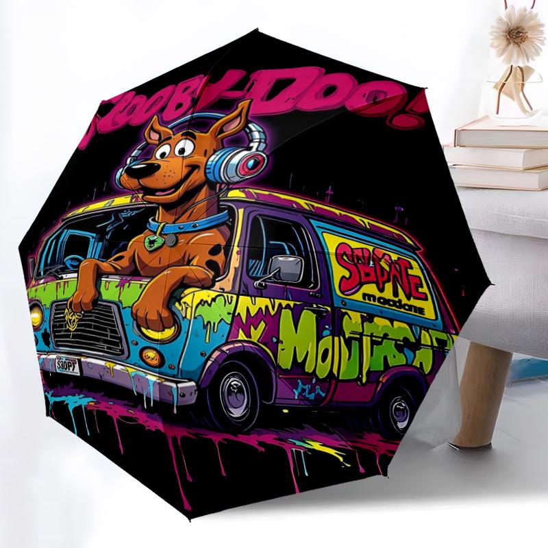 1PC ScoobyDoo Automatic Open/Close, 8-Rib Durable Frame Compact Travel Umbrella for Men & Women S1222010