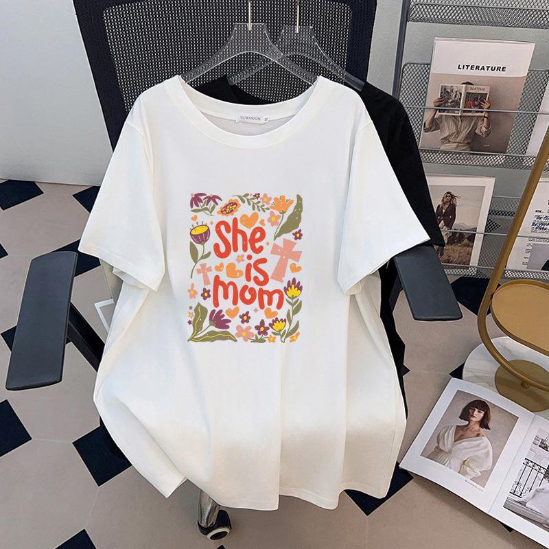 

Plus Size Mid-Length Loose Short-Sleeve Women s T-Shirt (200-350 jin) 1168 3XL белый