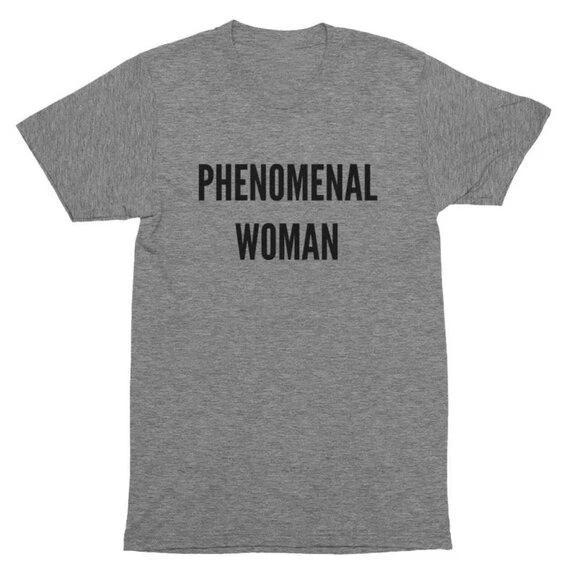 Phenomenal Woman Graphic T-Shirt Eco Grey Heather Short Sleeve Crew Neck Small S