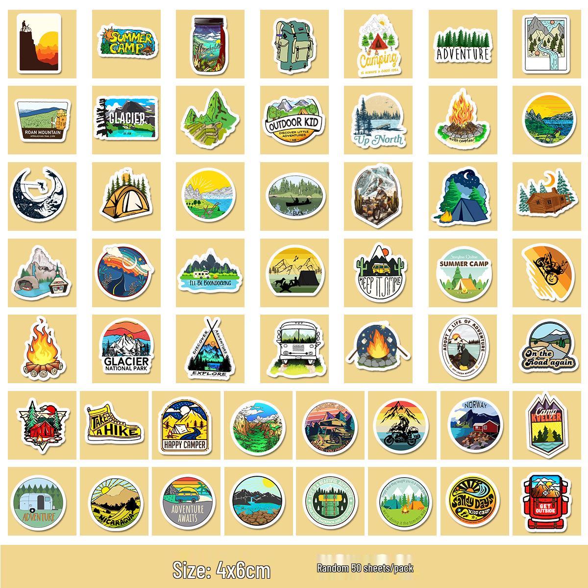 Outdoor Camping Graffiti Stickers: 50/100 Waterproof Stickers for Phone, Guitar, or DIY Journal Decoration