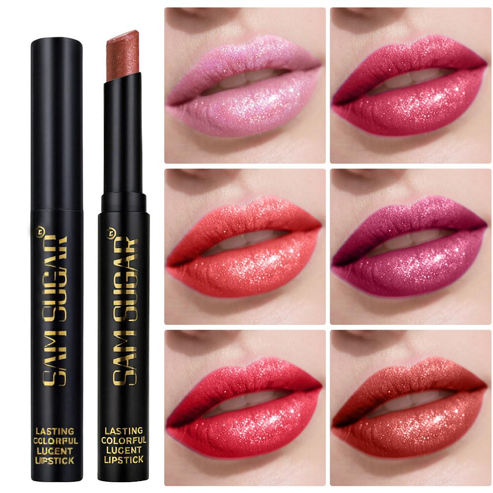 Διαμαντένιο μαργαριταρένιο κραγιόν αδιάβροχο μακράς διαρκείας αντικολλητικό Κύπελλο ματ βελούδινο λαμπερό κραγιόν Κόκκινο σέξι χειλιών καλλυντικά μακιγιάζ