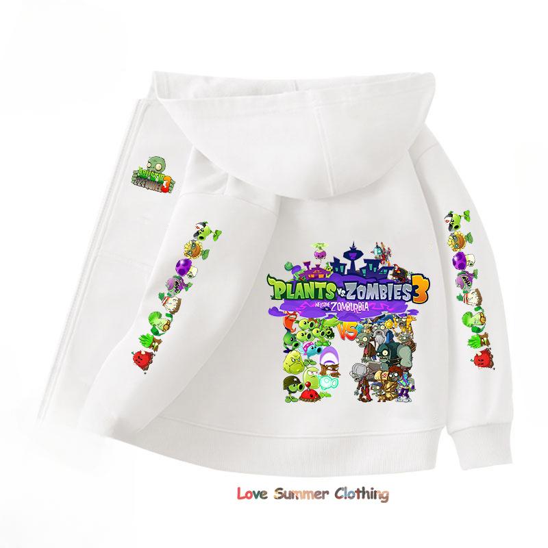 Zombies Zip Up Hoodie Kawaii Kinder Streetwear Pflanzen Kinder Hoodie Zombies Reißverschluss Kinder Sweatshirt Kind Mädchen Junge Top Kapuzenpullover