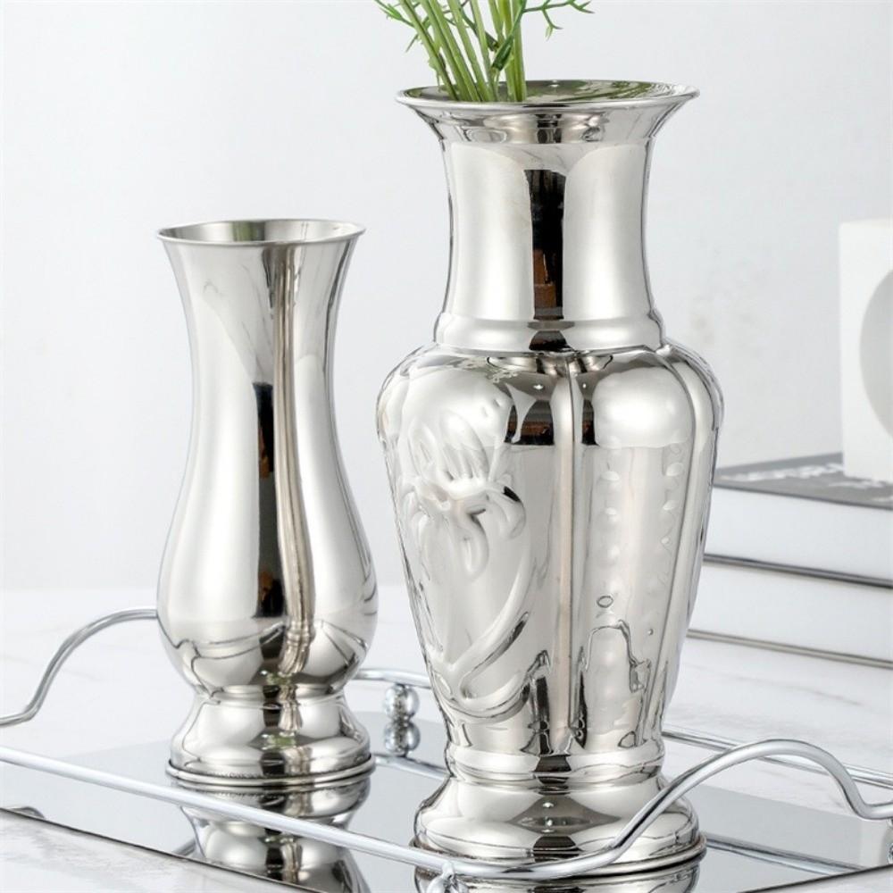Flower Arrangement Single Vase Stainless Steel Flower Pot Creative Tabletop Vases  Vase Ornament