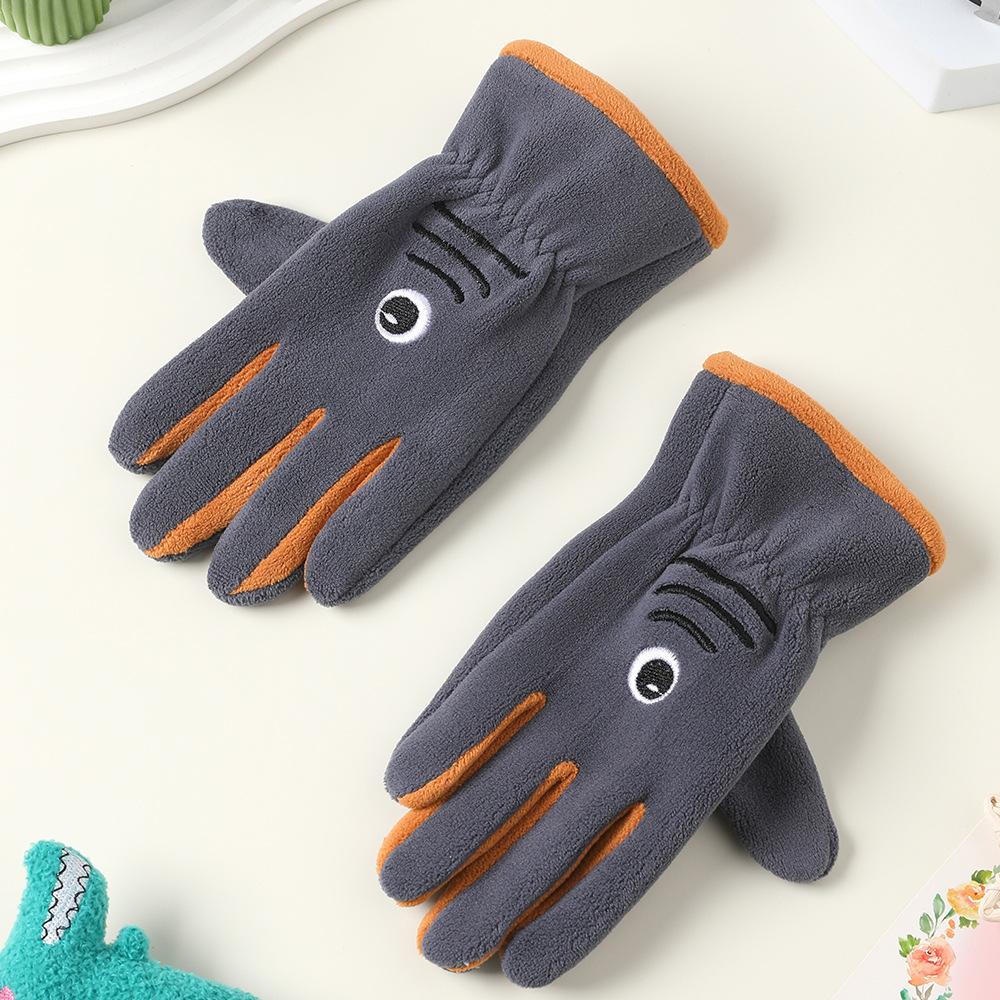 Add Fleece In Autumn and Winter Olympic Fleece Primary School Students Cycling Skin Friendly Outdoor Warm and Cold Proof Cute Gloves