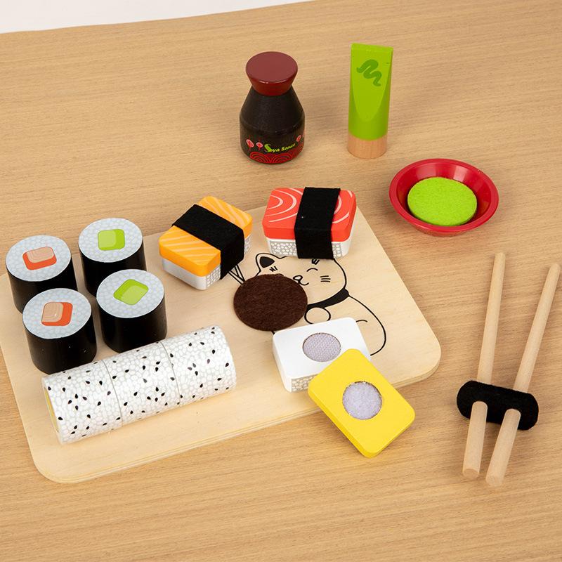

Children Play House Toys Cut Fruits And Vegetables Sushi Combination Set Birthday Cake Set Wooden Kitchen Toy Gift For Girls