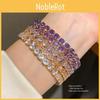 18 Karat Vergoldetes Quadratisches Zirkon Armreif Armband Für Damen Vintage Stil Modeaccessoire