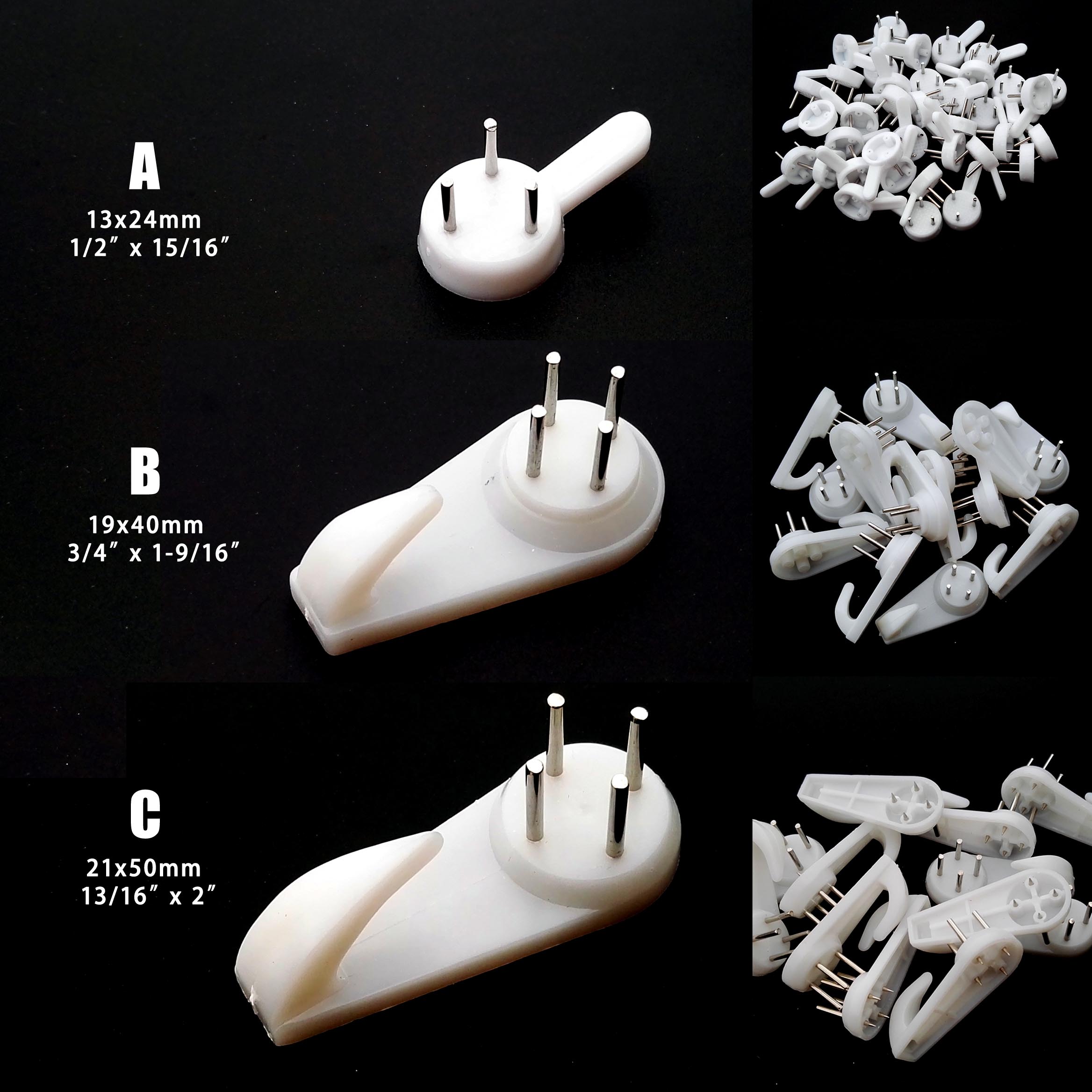 

12/25pcs Hard Wood Solid Wall White Picture Photo Oil Painting Mirror Frame Clock Plastic Invisible Hook Hanger Clip