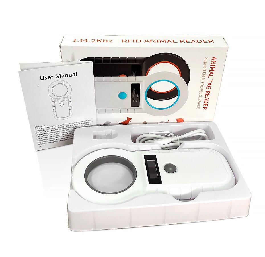 Professional 134.2KHz RFID Animal Reader 15 Digits 125KHz Pet ID Scanner EMID FDX-B ISO 11784/85 Microchip Tag Registration For Cow Fish Dog