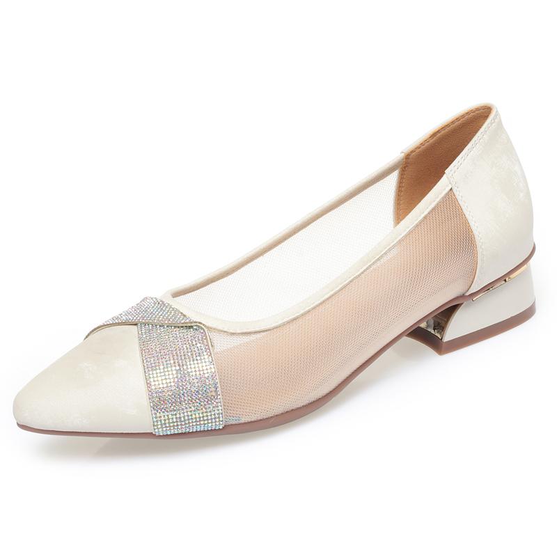 

Fashion AIMANYU Ladies Shoes Mesh Summer 2025 New Pumps Pointed Mesh Shoes Women s Large Size Women s Dress Shoes 34 бежевый