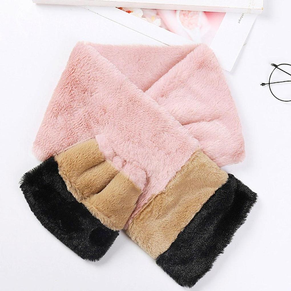 [Irene] Petite Two-tone Fur Muffler (pink) Women's Scarf