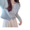Elegant Women's Slimming Knit Cardigan - Autumn Round Neck Sweater with Gentle Style
